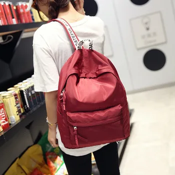 

Lightweight Male Large Capacity Simple Nylon Backpack Solid Color Student Bag Female Couple Leisure Travel Bag