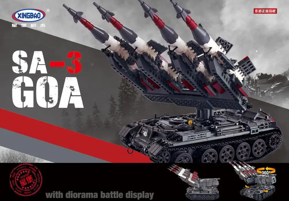 

Xingbao XB06004 military series SA-3 missile + T5 tank boys' puzzle assembly assembling small particle Building Blocks Gift
