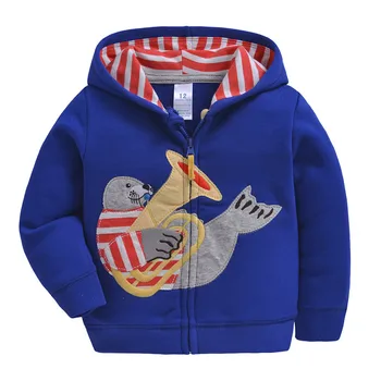 

2019 baby boys girls hooded sweatshirts cotton cartoon tops truck rainbow whale out wear kids clothes for 9m-3years