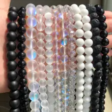 

4-12mm Natural Stone Beads Black White Matte Agates Crystal Loose Space Beads for DIY Necklace Bracelet Jewelry Making 15''
