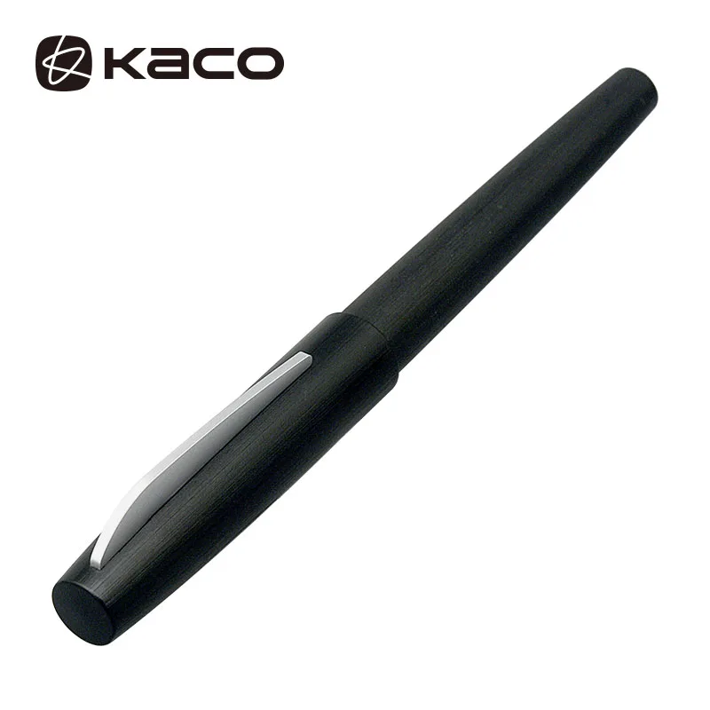Ручка перьевая KACO EDGE черная матовая металлическая ручка с 2 конвертерами