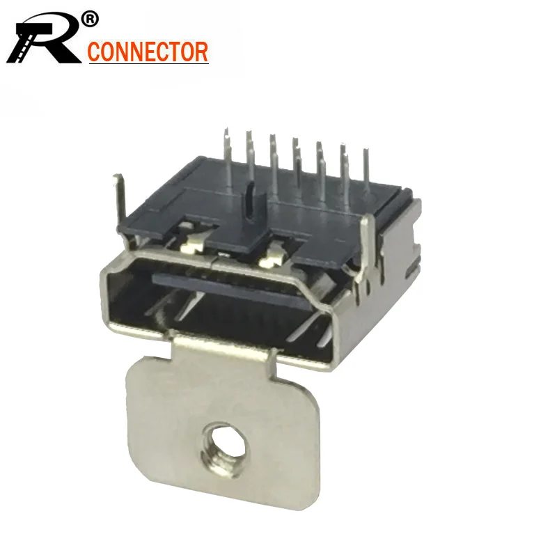 100 шт./лот HDMI SMT 19 Pin гнездовой разъем 90 градусов с фиксирующим отверстием адаптер