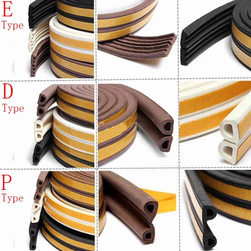 

5/10meters Self Adhesive D P E Type Doors And Windows Foam Seal Strip Soundproofing Collision Avoidance Rubber Seal Collision