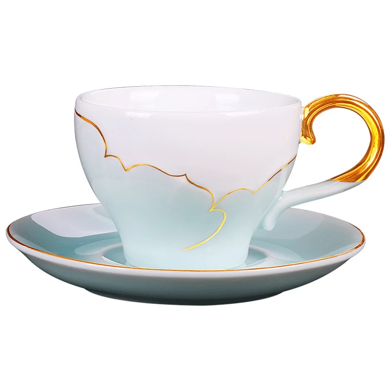 

Ceramic Coffee Cups With Tray Milk Jug Breakfast Milk Tea Cup Kitchen Drinking Utensils Gift Box Two Piece Set Wedding Gifts