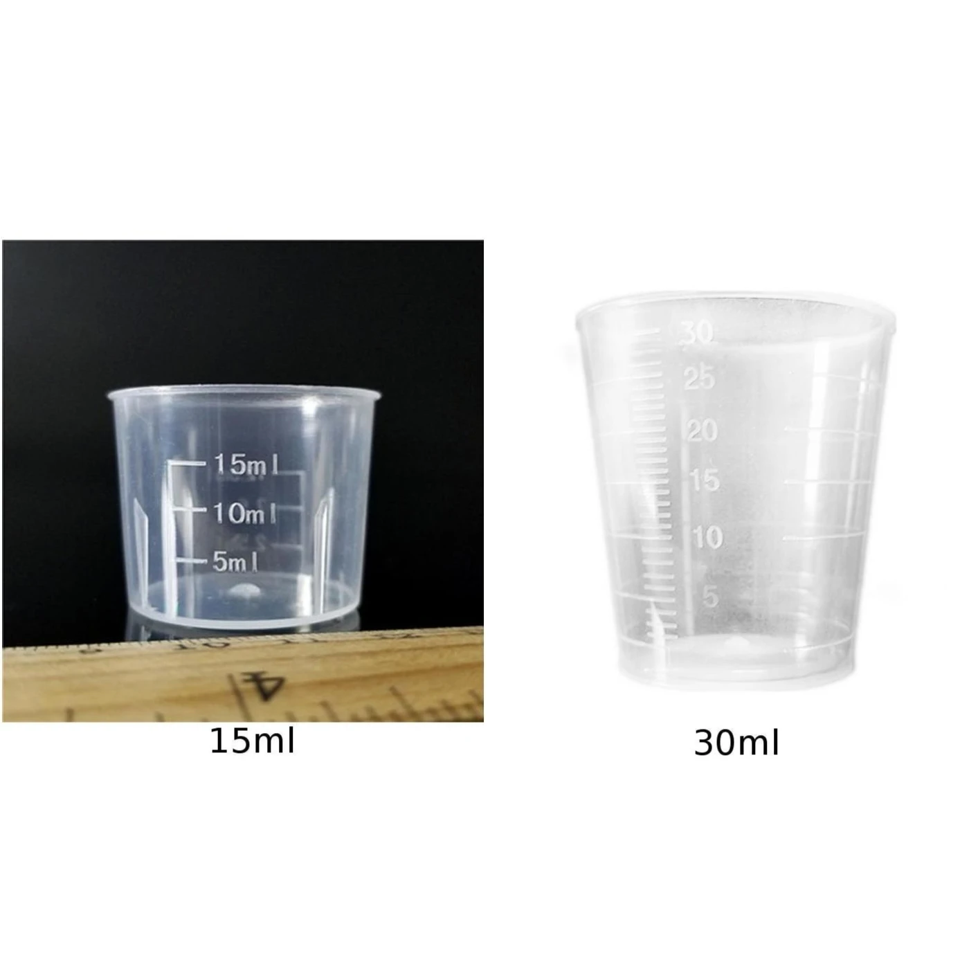 10 шт. лекарственное средство измерения чашки Пластик прозрачная жидкость весы чашки комплект 15/30 мл
