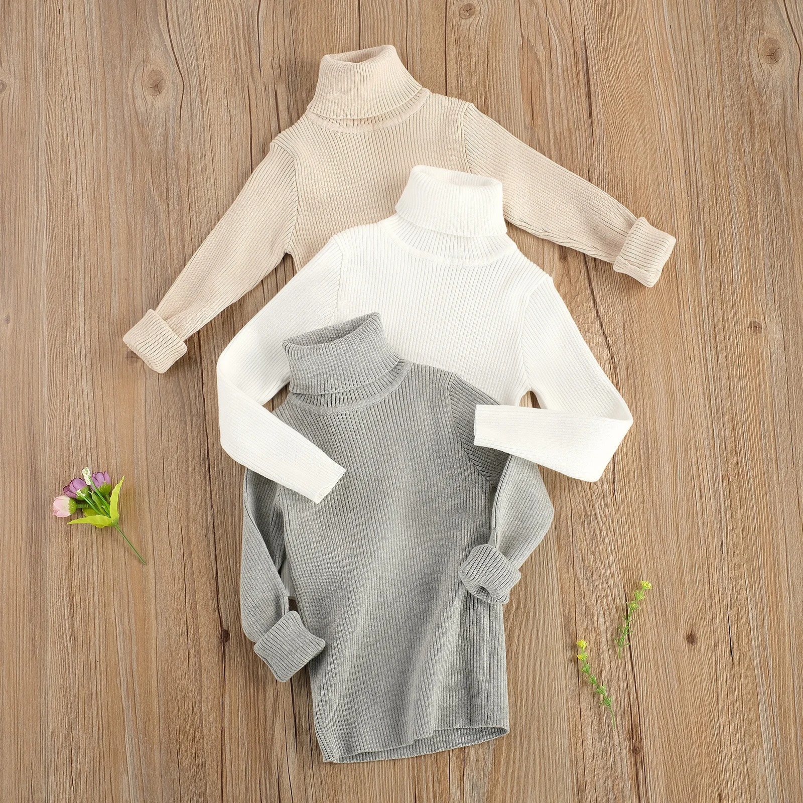 18M-6Years Baby Girl Turtleneck Sweaters Winter Fall Solid Color Long Sleeve Knited Top Soft Pullovers Outwear | Детская одежда и