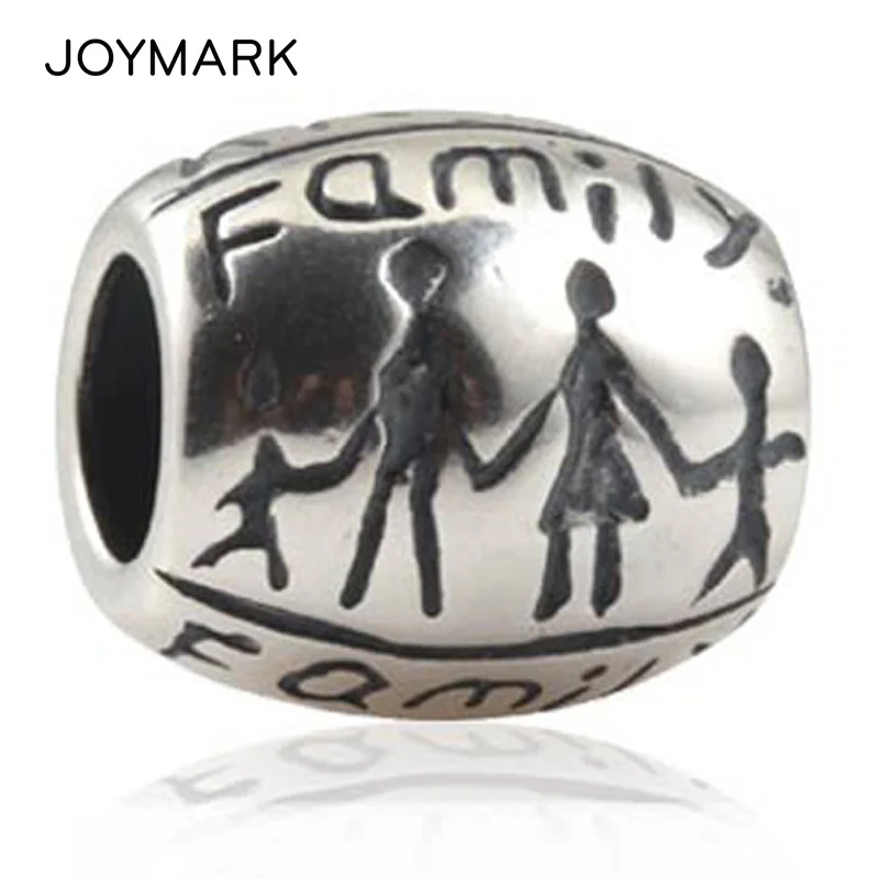 

Family Engraved Character Drum Shape Vintage 925 Sterling Silver Beads For DIY European Charm Bracelets Necklaces SAPB3152