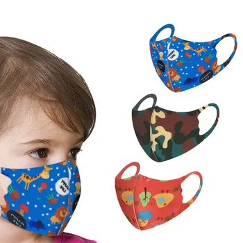 

3pcs Kids Boys Girl Cotton Face Sheild Washable Adjustable Filter Cartoon Windproof Foggy Haze Pollution Maschere Mascherina