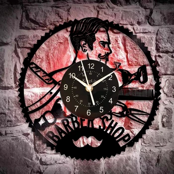 

Barbershop Wall Clock Made from Real Vinyl Record, Barbershop Wall Poster, Barbershop Decal