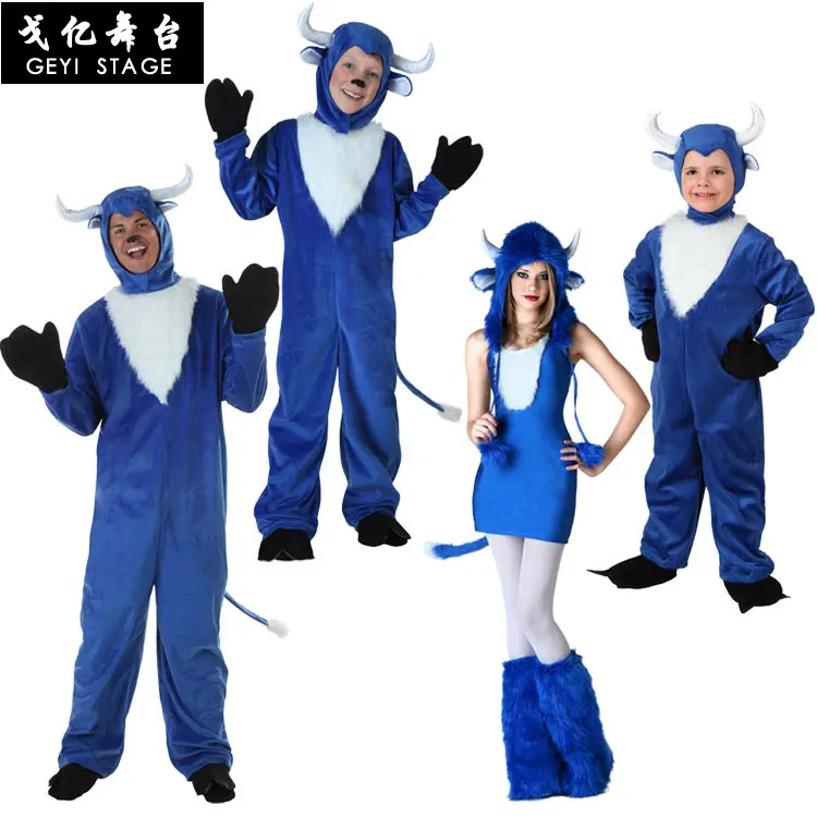 Adult Cow Cosplay Costumes New Arrival Funny Cow Jumpsuit for Carnival Party Using Blue buffalo Pajamas Kids Fancy Dress Adult Cow Cosplay Costumes New Arrival Funny Cow Jumpsuit for Carnival Party Using Blue buffalo Pajamas Kids Fancy Dress
