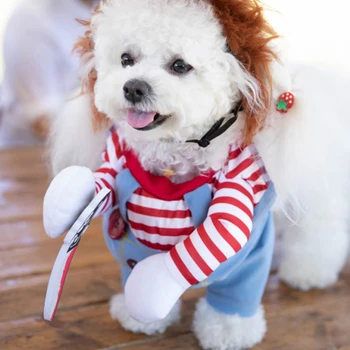 

Pet Dog Halloween Clothes Dogs Holding a Knife Halloween Christmas Costume Novelty Funny Pet Cat Party Cosplay Apparel Clothing