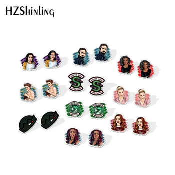

2020 New Mysteries of Riverdale Stud Earring Jughead Acrylic Earring Handmade Jewelry Epoxy Shrinky Dinks Resin Earrings