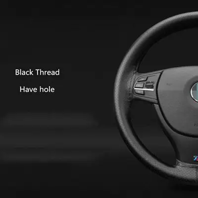 Full hole Black line DIY чехол рулевого колеса автомобиля 38 см Противоскользящий мягкий волокнистый Кожаный Автомобильный руль на обмотке с иглой - Название цвета: Full hole Black line