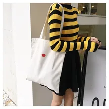 Для женщин холст тотализатор сумка женская складной, из ткани сумка для покупок одежда красного цвета с надписью «Love» сердца белые хлопковые сумки через плечо женская сумка-шоппер пляжная сумка