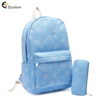 

Bag Printed Canvas Backpack and Middle Female Han Edition Campus Small Pure and Fresh and Backpack with Pen Bag