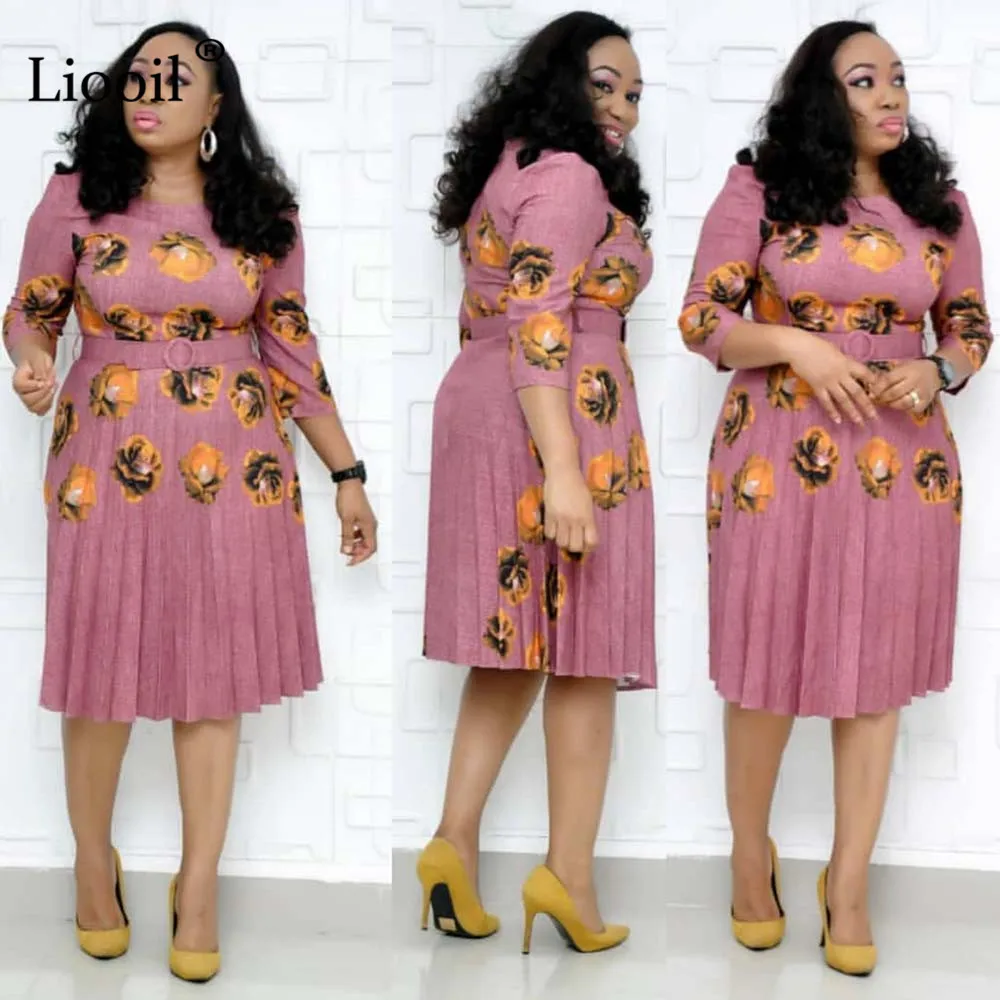 Liooil сексуальное плиссированное платье с высокой талией и принтом осень пэчворк большой эластичный бандаж Африканский Холдинг миди платья вечерние ночной клуб