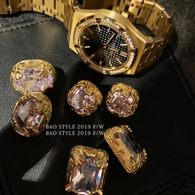 Супер рекомендуемый Расширенный чувство ретро мешок край крупный камень Винтажные серьги для ушей