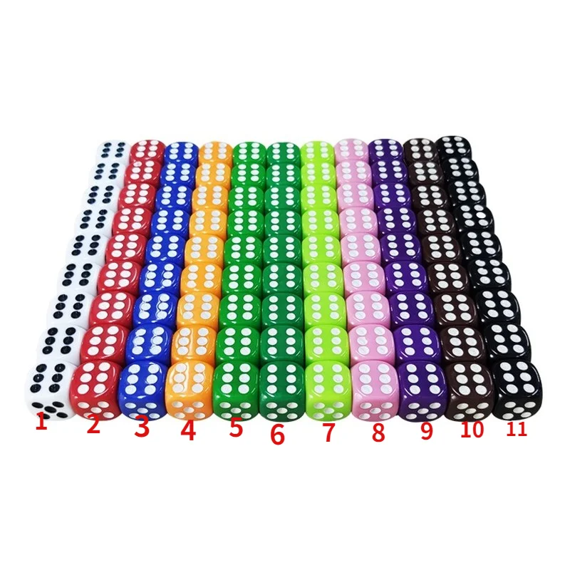 100Pcs/set Foreign Trade New Product 16mm Color Dice Acrylic New Material Dice Game