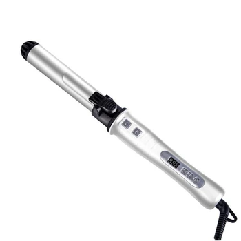

-Rotating Hair Curling Iron, Tourmaline Ceramic Hair Curler with Anti-Scald Hot Brush 2-In-1 Hair Curler