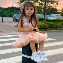 Комплект модной одежды с цветочным рисунком из 2 предметов для маленьких девочек, юбка-американка для девочек комплект с юбкой-пачкой с розочками, топ принцессы, комплект для девочек на день рождения, 8 цветов