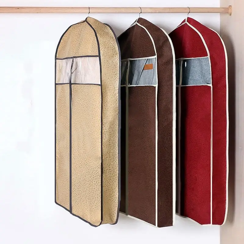 Abrigo tridimensional para el hogar, funda antipolvo para ropa, larga, de ante, bolsa de almacenamiento de ropa