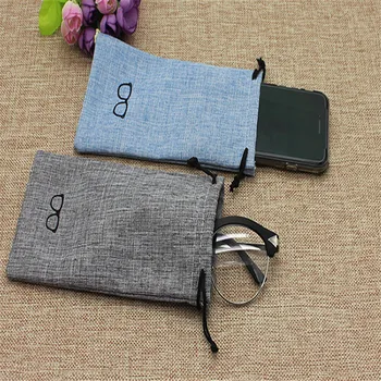 

Portable Glasses Eyewear Bags Eyewear Box Case Metal Linen Display Solid Color Fashion Glasses Protective Organizer