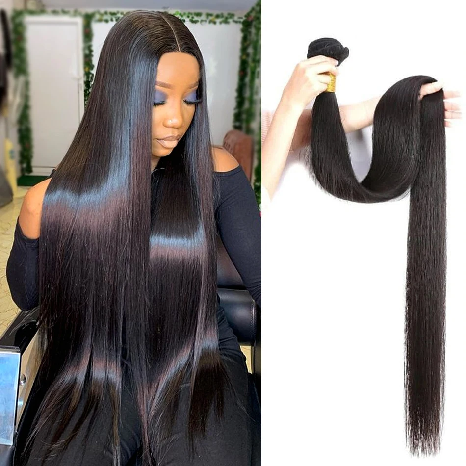 Wigirl 28 30 40 pulgada cabello liso mechones 100% extensión del cabello humano brasileño extensiones de pelo ondulado mechones para mujer negro Remy