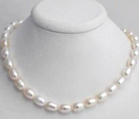 1668 красивое 7-8 мм Белое пресноводное жемчужное рисовое ожерелье