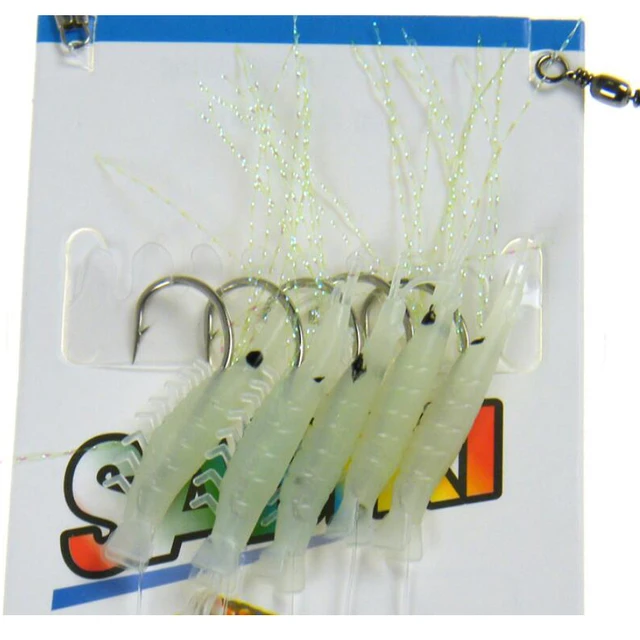 1Pack Fishing Bait Rigs Saltwater Fishing Rigs with Sharp String Hooks  Swivels Luminous Soft Shrimp Lure Fish Skin Tackle - AliExpress