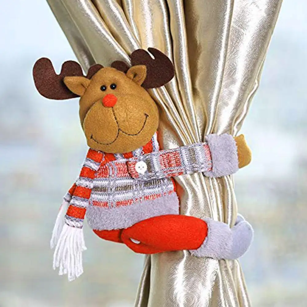 

Cute Curtain Tieback Buckle Santa Claus Elk Snowman Clips Holders Home Decorations Christmas 3 Types