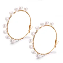 Модные большие круглые серьги-кольца золотого цвета, Роскошные Жемчужные Серьги-кольца для женщин, персонализированные креольные серьги Aros Brinco