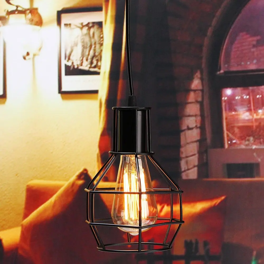 

Vintage Lamp Covers Industrial Iron Wire Bulb Guards Retro Iron Cag Lamp Cage DIY Lamp Shade Ceiling Hanging Light Guard D30