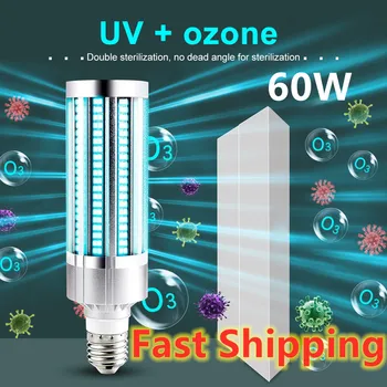 

60W UV Germicidal Lamp E27 Led UV-C Light Bulb With Remote Control 99% Rate Indoor Sterilization Safety Light