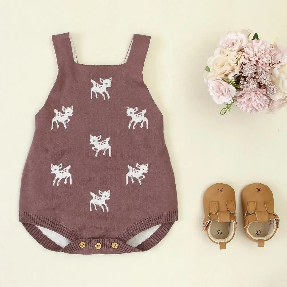 Baby Bodysuits Sleeveless Newborn Bebes Onesie Tops Funny Deer Knitted Infant Kids Bebes Body Suits Toddler Boys Girls Jumpsuits