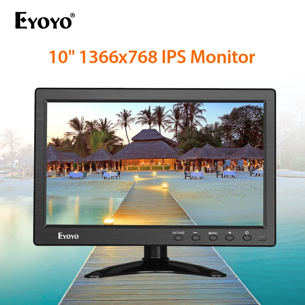 

Eyoyo EM10A 10.1" IPS 1366x768 HDMI BNC Monitor Mini Portable Computer TV Display LCD Screen with VGA AV USB For CCTV Security