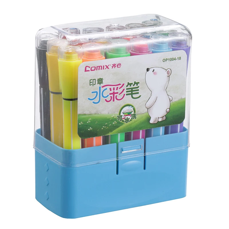 

18 color washable watermark chapter design hexagonal pole design fiber tip bright color watercolor pen / painting pen