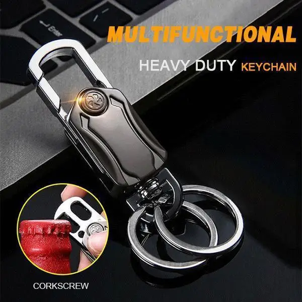

Multifunctional Heavy Duty Keychain Corkscrew Cool Keychain 360 Degree Bearing Silent Rotation Design Key Ring Men's Fashion Key