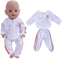 

2021 New Baby New Born Fit 17 inch 43cm Doll Clothes Accessories Rainbow Uniform Clothes Set For Baby Birthday Gift