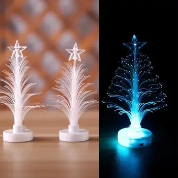 

Creative LED Night Light Xmas Tree Party Decor Santa Claus Lamp Night Light LED Light Mini Optical Fiber Home Christmas