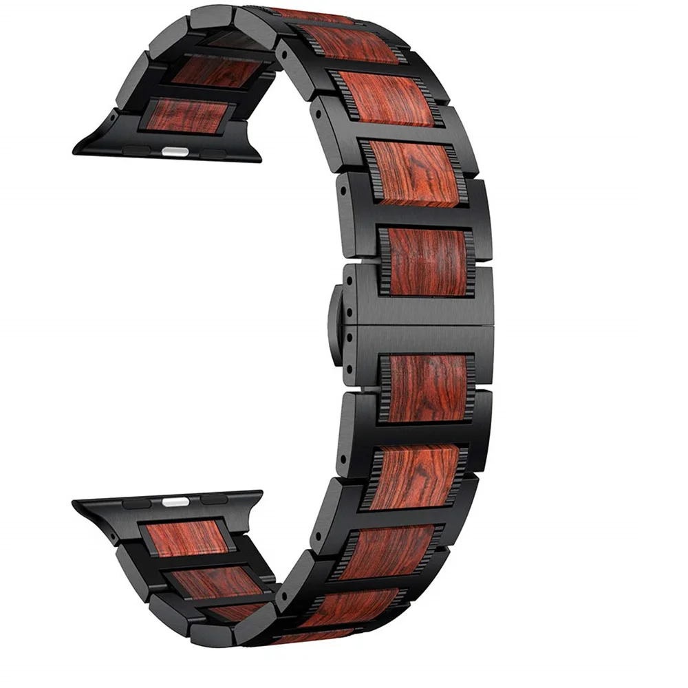 Ремешок из дерева для Apple watch band 44 мм 40 42 38 браслет красного сандалового и