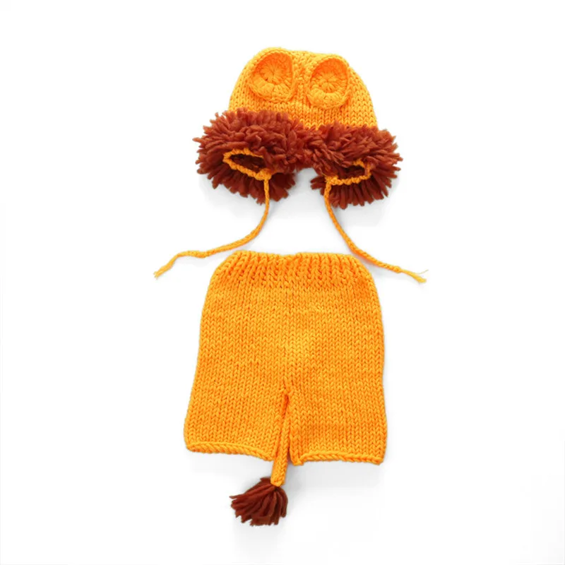 Cute Lion Crochet Knitted Newborn Photography Props Lions Animals Baby Infant Souvenirs Clothing Set Costume Outfit Photo Shoot Props (5)