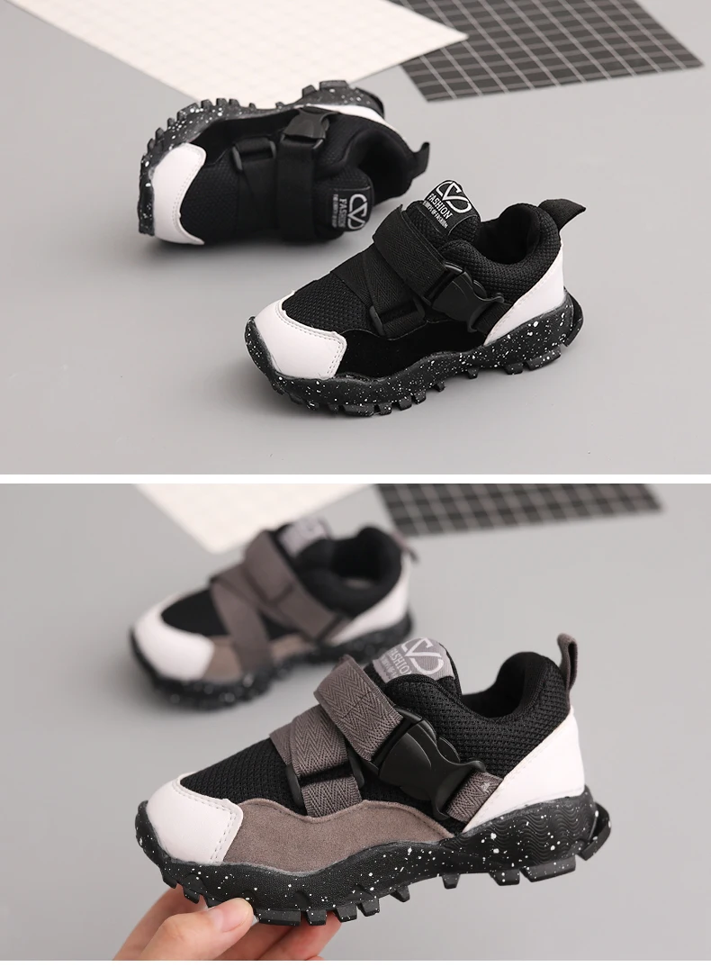 Spring Autumn New Style Air Mesh PU Leather Kids Girls Boys Sports Casual Toddler Sneakers Children Shoes