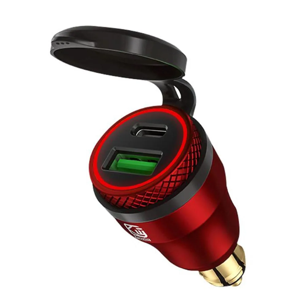 Красный Двухпортовый разъем стабильный быстрый USB портативный тип C gps аксессуары питания быстрая скорость прочный мотоцикл зарядное устройство открытый автомобиль - Название цвета: Красный