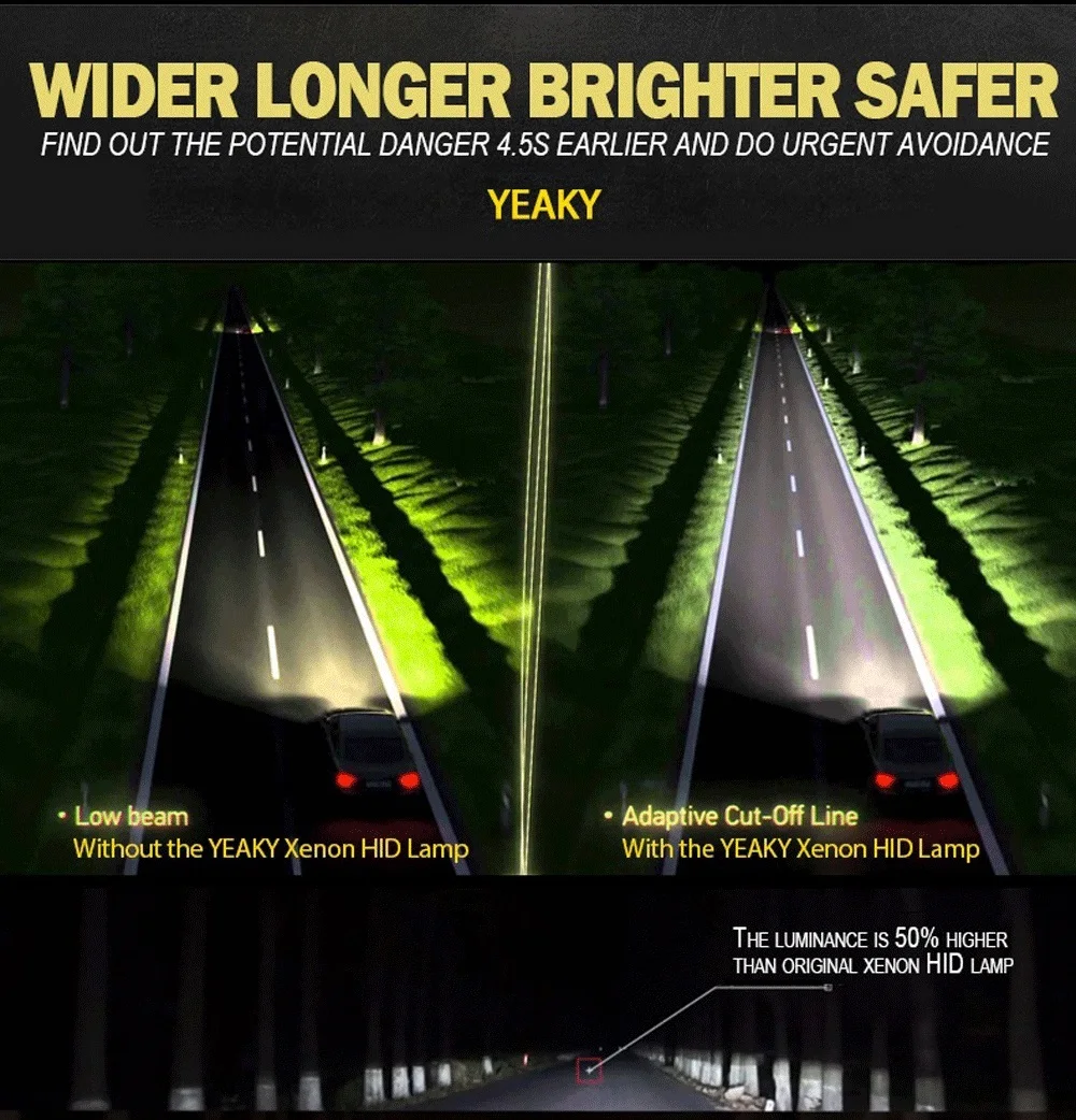 SUKIOTO Yeaky HID Xenon Bulb D1S D2S D3S D4S 4500K 5500K 6500K D2R D4R Xenon 35W Yeaky 3800LM Auto Car Headlight Bulbs (13)