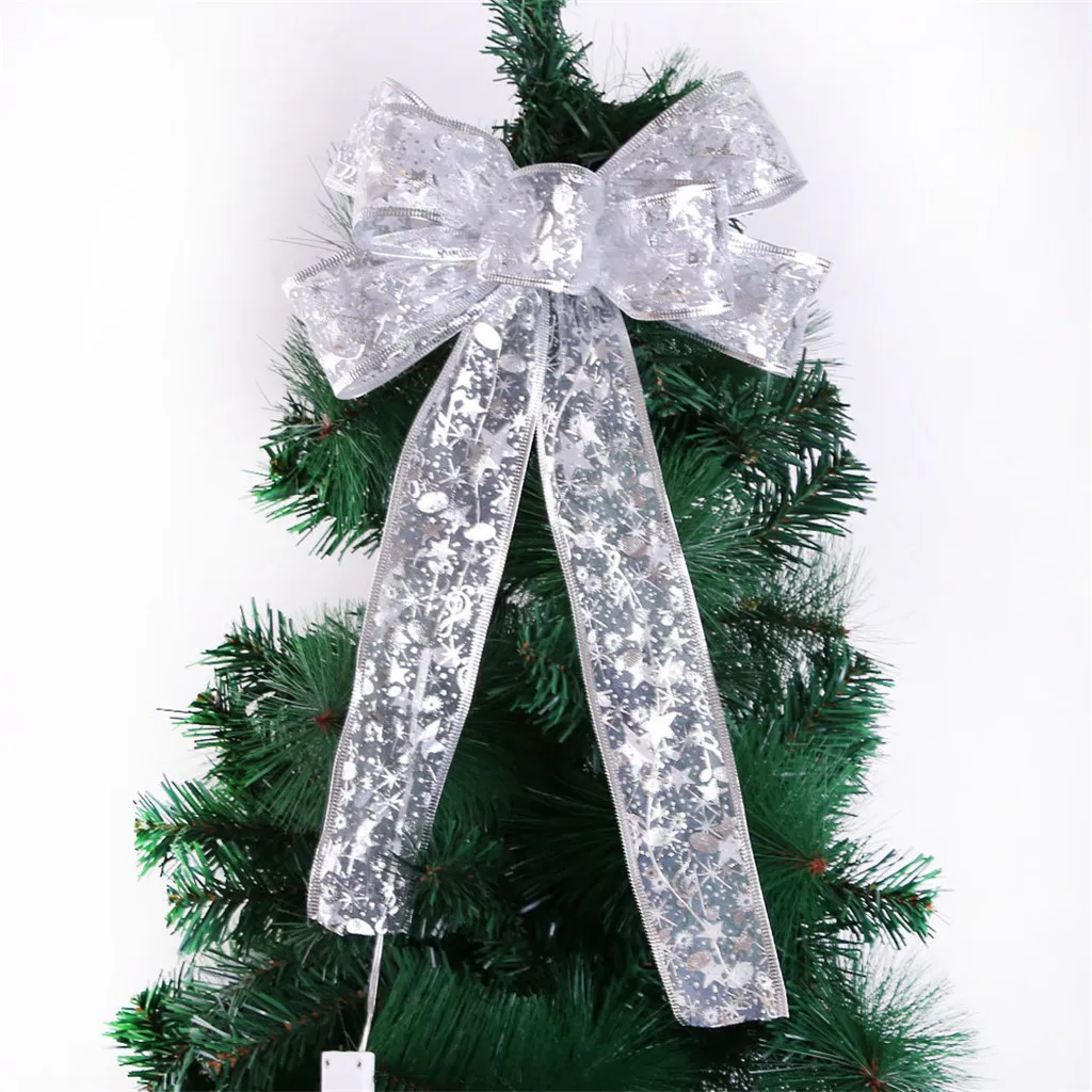 Горячая лента для продажи, банты, светодиодный, Рождественская елка, лента с орнаментом, банты для дома, рождественская елка, декоративные венки 35X23 см, Прямая поставка#82870