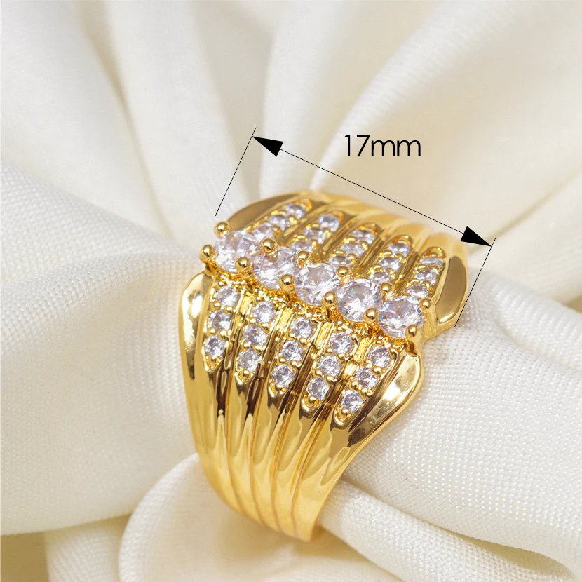 Hyperbole Luxury Wedding Unique Gold Plt Rings for Women Middle East Style Cubic Zircon Fashion Dubai Jewelry Dropshipping