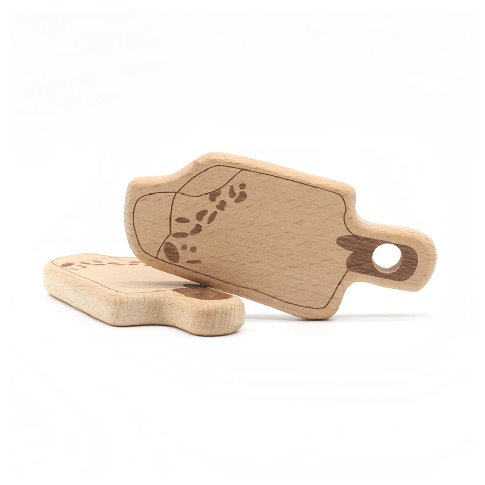 

10pc Wooden Ice Cream Organic Environment-friendly Natural Baby Ring Bell Tooth Ring and Grab Wooden Cartoon Toys