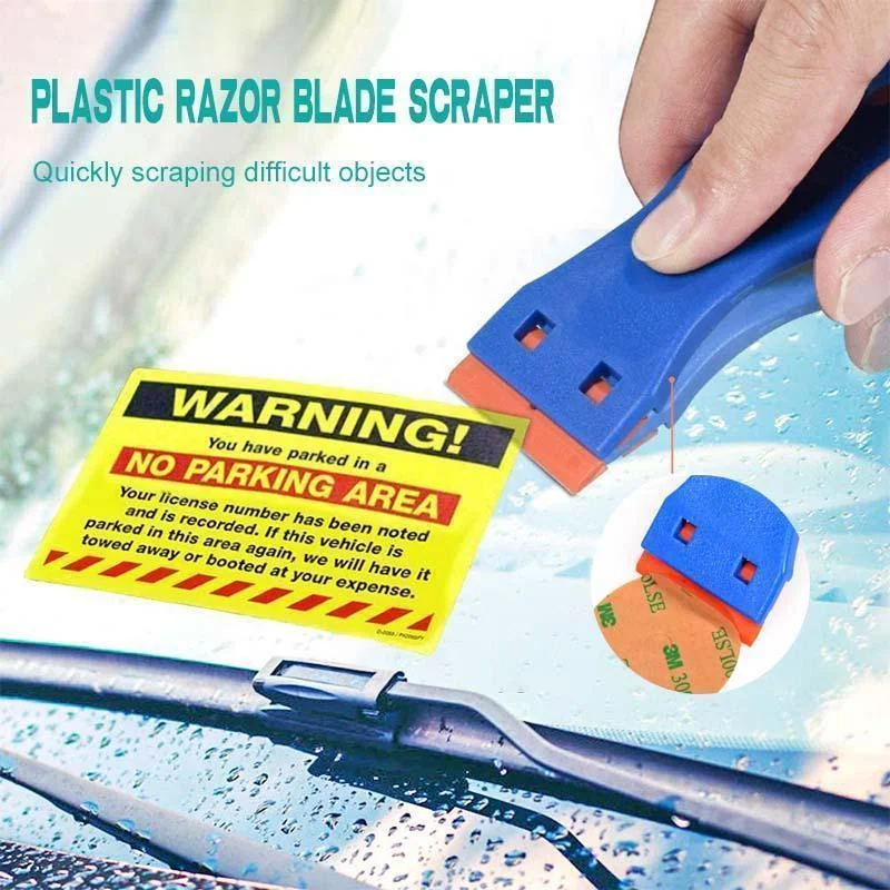 Double-edge Razor Sticker Remover Tool For Glass, Oven And Paint - Easy  Cleaning Kit With Plastic Razor Blade Scraper