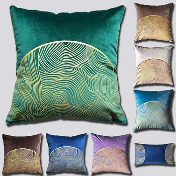 

Luxury Art Gold Printed Velvet Cushion Cover Green Blue Gray Pillow Cover Pillowcase Home Decorative Sofa Throw Pillow Car Chair
