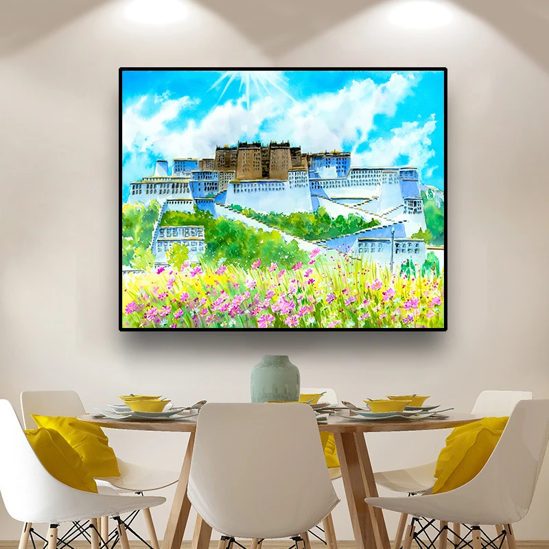 Famous Oil Castle Picture Wall Art Poster Print Canvas Painting Calligraphy Wall Picture for Living Room Bedroom Home Decor